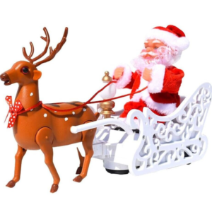 Elektromos Mikulás szán rénszarvassal és hanghatásokkal – mozgó karácsonyi dísz gyerekeknek és otthonra HS-1371-10 (BBJ) - Image 5