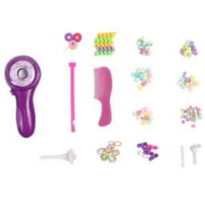 Fashion DIY automata tincskészítő készlet – 92 részes szett gyöngyökkel, szalagokkal és tincskészítőgéppel gyerekeknek (BBJ) - Image 5