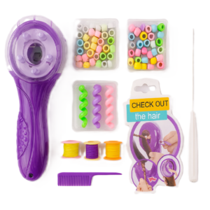 Fashion DIY automata tincskészítő készlet – 92 részes szett gyöngyökkel, szalagokkal és tincskészítőgéppel gyerekeknek (BBJ) - Image 10