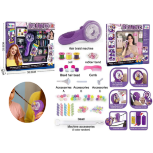 Fashion DIY automata tincskészítő készlet – 92 részes szett gyöngyökkel, szalagokkal és tincskészítőgéppel gyerekeknek (BBJ) - Image 3