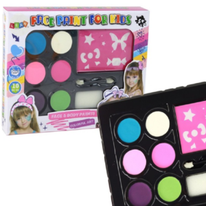 Gyerek kreatív arcfestő készlet – 6 élénk szín + sablonok a tökéletes játékhoz - választható fiús vagy lányos mintával J-4012 (BBJ) - Image 4