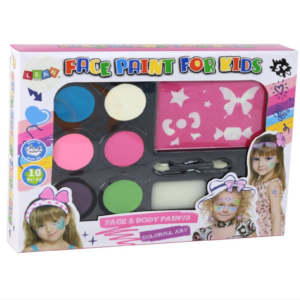 Gyerek kreatív arcfestő készlet – 6 élénk szín + sablonok a tökéletes játékhoz - választható fiús vagy lányos mintával J-4012 (BBJ) - Image 10