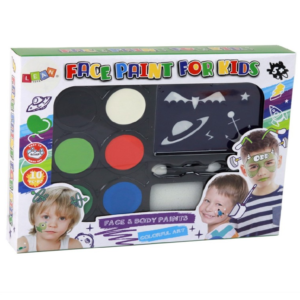 Gyerek kreatív arcfestő készlet – 6 élénk szín + sablonok a tökéletes játékhoz - választható fiús vagy lányos mintával J-4012 (BBJ) - Image 11