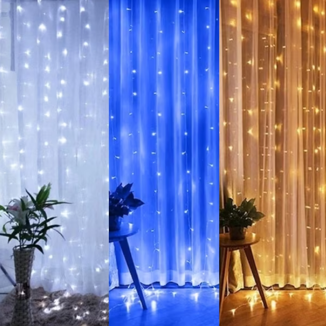 Karácsonyi LED fényfüggöny 3×3 m – vízálló, energiatakarékos ünnepi égősor ablakra, falra, erkélyre, kültéri-beltéri dekorációhoz – választható színben (BBD)3