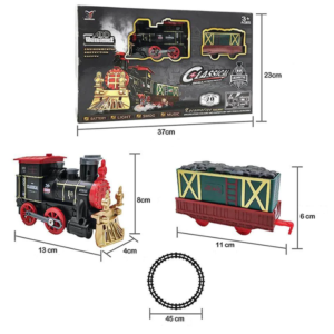 Karácsonyi retró gőzmozdonyos vonatkészlet gyerekeknek – fény- és hanghatásokkal, klasszikus pályaszettel, tökéletes ünnepi ajándék (BBJ) - Image 3