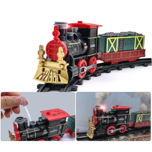 Karácsonyi retró gőzmozdonyos vonatkészlet gyerekeknek – fény- és hanghatásokkal, klasszikus pályaszettel, tökéletes ünnepi ajándék (BBJ) - Image 6