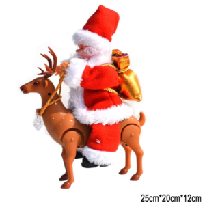 Mozgó és zenélő Mikulás figura rénszarvason – 22 cm-es karácsonyi dekoráció hanghatásokkal és fényekkel HS1219-12 (BBJ) - Image 5