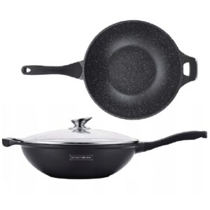 Royalty Line indukciós wok – 32 cm átmérő, 5,9L kapacitás, üvegfedővel és tapadásmentes felülettel (BBA) - Image 8