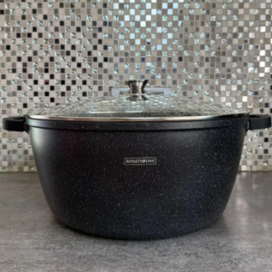 Royalty Line márványbevonatú 40 cm-es lábas – 19,5L nagykapacitású tapadásmentes főzőedény üvegfedővel RL-BS40MG (BBA) - Image 7