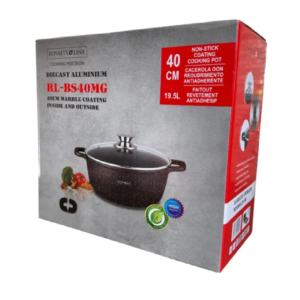 Royalty Line márványbevonatú 40 cm-es lábas – 19,5L nagykapacitású tapadásmentes főzőedény üvegfedővel RL-BS40MG (BBA) - Image 9