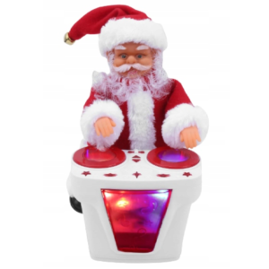 Zenélő és mozgó doboló Mikulás figura – vidám karácsonyi dekoráció HS1382-12 (BBJ) - Image 3