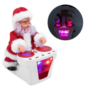 Zenélő és mozgó doboló Mikulás figura – vidám karácsonyi dekoráció HS1382-12 (BBJ) - Image 9