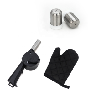 BBQ grillező kötény szett – 60×40 cm-es fekete kerti főző kötény több zsebbel, praktikus tároló rekeszekkel és kiegészítő tartóval (BLLV) - Image 4