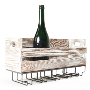 Elegáns bortartó állvány pohárakasztókkal – 52×20×14 cm-es fém borospalack tartó, modern konyhai és bár dekorációhoz (BLLV) - Image 5