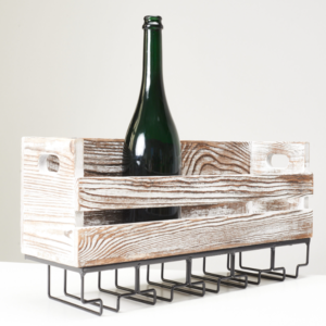 Elegáns bortartó állvány pohárakasztókkal – 52×20×14 cm-es fém borospalack tartó, modern konyhai és bár dekorációhoz (BLLV) - Image 3