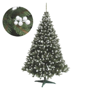 Havas ezüst lucfenyő berkenyés díszítéssel – 160 cm-es élethű karácsonyfa (BBD) - Image 6