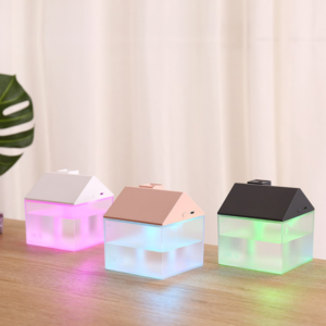 Házikó alakú ultrahangos párologtató diffúzor – LED világítással, halk működésű párásító otthonra és irodába 250 ml - rózsaszín (BLLV) - Image 3