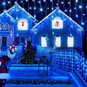 Karácsonyi LED fényfüggöny – 205×155 cm ablak- és beltéri dekoráció, energiatakarékos ünnepi fényfüzér - választható színben (SB) - Image 3