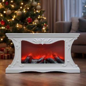 LED dekoratív díszkandalló lángeffekttel – valósághű lánghatású hangulatfény, 22×40cm -fehér SP-90 (BBD) - Image 3