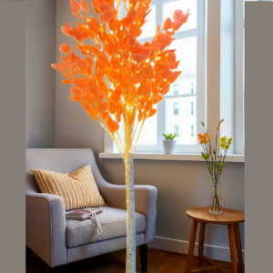 LED-es őszi juharfa dekoráció – 200 cm-es hangulatvilágítás narancssárga levelekkel, beltéri és kültéri használatra (BBD) - Image 9