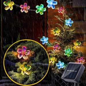 Napelemes LED-es karácsonyi cseresznyevirág fényfüzér – 50 cm hosszú, színes kültéri dekoráció kertbe, teraszra és erkélyre (BBD) - Image 4