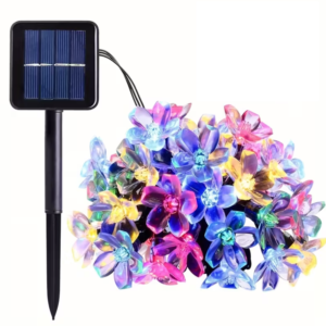 Napelemes LED-es karácsonyi cseresznyevirág fényfüzér – 50 cm hosszú, színes kültéri dekoráció kertbe, teraszra és erkélyre (BBD) - Image 6