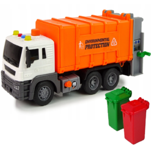 Narancssárga szemétszállító teherautó – súrlódásos meghajtású játékautó hangeffektekkel gyerekeknek 26cm JS108B (BBJ) - Image 8