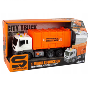 Narancssárga szemétszállító teherautó – súrlódásos meghajtású játékautó hangeffektekkel gyerekeknek 26cm JS108B (BBJ) - Image 3