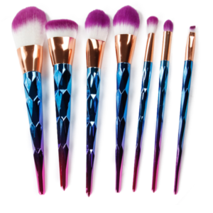 Ombre sminkecset készlet – 7 részes ecsetszett csillogó nyéllel, szem- és arcfestéshez, kontúrozáshoz és professzionális sminkeléshez (BLLV) - Image 5