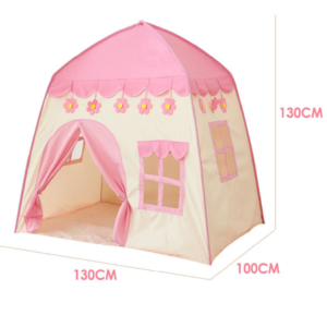 Princess kastély gyereksátor – 130×130×100 cm rózsaszín hercegnős játéksátor, beltéri és kültéri használatra, mesés kuckó kislányoknak (BLLV) - Image 3