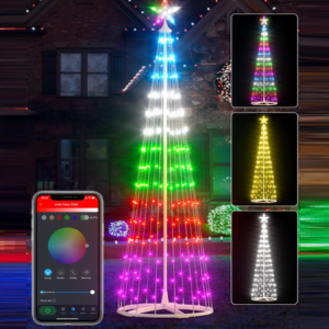 RGB LED-es dekorfa – 1,65 méteres, 204 ledes okos fényfa mobilapplikációval vezérelhető, hangulatvilágítás otthonra (BBD) - Image 4