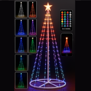 RGB LED-es dekorfa – 1,65 méteres, 204 ledes okos fényfa mobilapplikációval vezérelhető, hangulatvilágítás otthonra (BBD) - Image 5