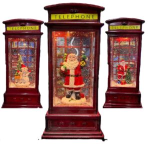 Világító karácsonyi hógömb telefonfülke formában – elegáns LED-es ünnepi dísz dekoráció otthonra GD-1320 (BBD) - Image 4