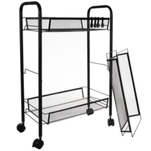 Ruhhy háromszintes gurulós konyhai tárolókocsi – mobil polcrendszer fürdőbe, kamrába és konyhába - fekete (24749) - Image 3