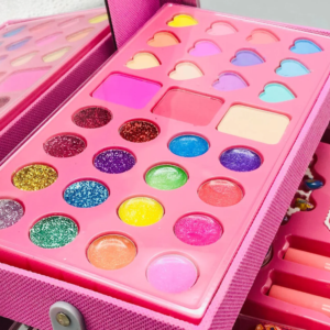 Unikornisos gyerek sminkkészlet fém tárolódobozban – 46 részes ragyogó kozmetikai szett, kreatív játék és ajándék kislányoknak (FX) (BBJ) - Image 3