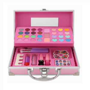 Unikornisos gyerek sminkkészlet fém tárolódobozban – 46 részes ragyogó kozmetikai szett, kreatív játék és ajándék kislányoknak (FX) (BBJ) - Image 5