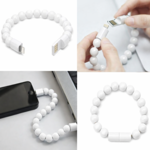 Fehér színű USB töltőkábel karkötő iPhone-hoz – lightning csatlakozó (BLLV) - Image 6