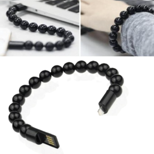 Fekete színű USB töltőkábel karkötő iPhone-hoz – lightning csatlakozó (BLLV) - Image 8