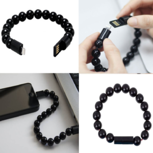 Fekete színű USB töltőkábel karkötő iPhone-hoz – lightning csatlakozó (BLLV) - Image 11