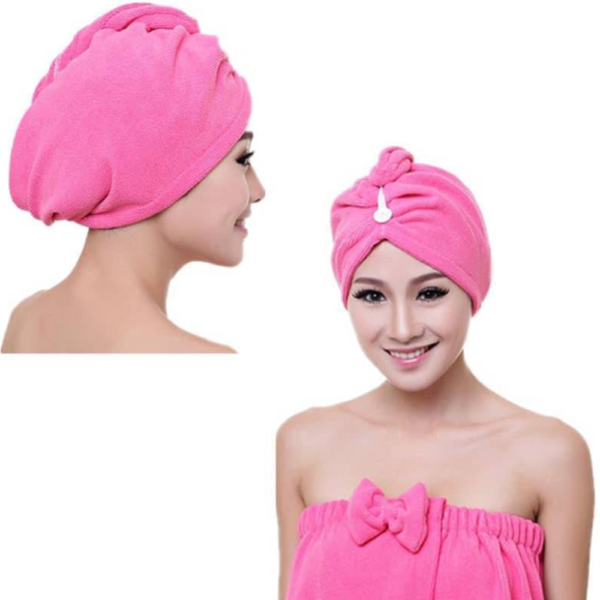 Hajszárító törölköző rózsaszín színben – gyorsan száradó mikroszálas hajkendő (BLLV)