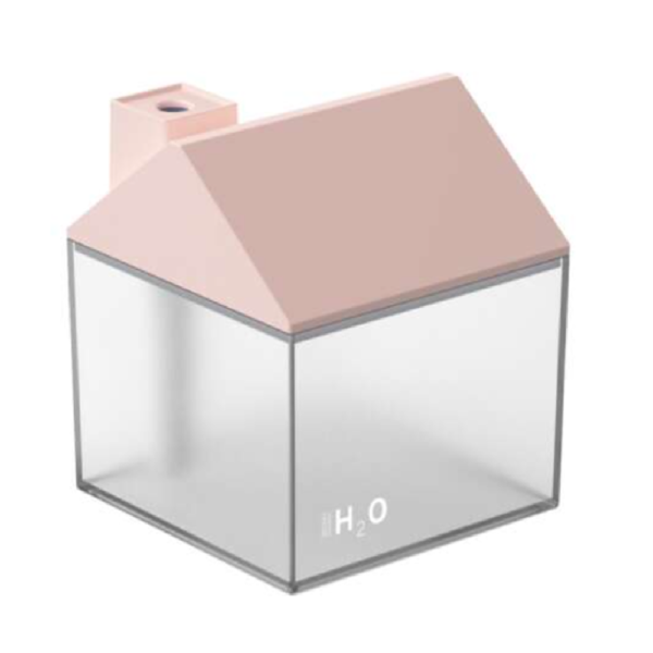 Házikó alakú ultrahangos párologtató diffúzor – LED világítással, halk működésű párásító otthonra és irodába 250 ml - rózsaszín (BLLV)