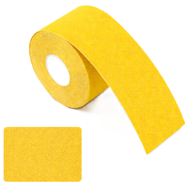 Kineziológiai tapasz – 5 cm × 5 m izom- és ízülettámasztó sport szalag fájdalomcsillapításhoz és regenerációhoz - sárga (BLLV)