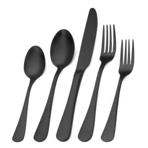 Matt fekete evőeszköz készlet – 5 darabos elegáns modern szett (BLLV)