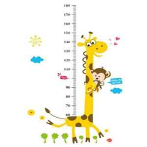 Mókás zsiráfos–majmos falmatrica gyerekszobába – magasságmérő centiméterrel, 88×180 cm, vidám dekoráció (BLLV) - Image 5