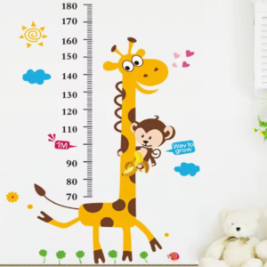 Mókás zsiráfos–majmos falmatrica gyerekszobába – magasságmérő centiméterrel, 88×180 cm, vidám dekoráció (BLLV) - Image 7