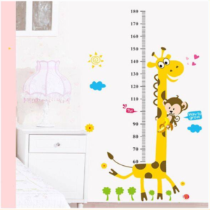Mókás zsiráfos–majmos falmatrica gyerekszobába – magasságmérő centiméterrel, 88×180 cm, vidám dekoráció (BLLV) - Image 3