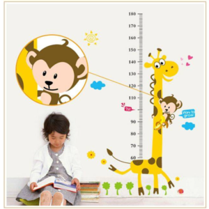 Mókás zsiráfos–majmos falmatrica gyerekszobába – magasságmérő centiméterrel, 88×180 cm, vidám dekoráció (BLLV) - Image 4