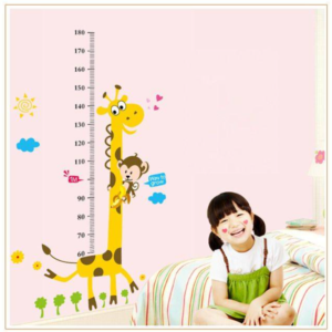 Mókás zsiráfos–majmos falmatrica gyerekszobába – magasságmérő centiméterrel, 88×180 cm, vidám dekoráció (BLLV) - Image 6