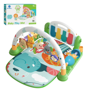 Piano Fitness baba játszószőnyeg - állatos csörgőkkel, hang-, és fényhatásokkal, altatózenével - Zöld (BBJ) - Image 1