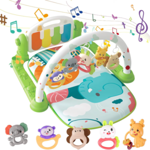 Piano Fitness baba játszószőnyeg - állatos csörgőkkel, hang-, és fényhatásokkal, altatózenével - Zöld (BBJ) - Image 5
